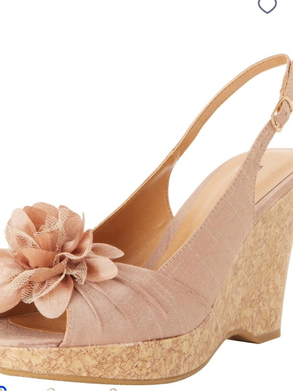 Chinese Laundry Blush Peep-Toe Slingback Wedge with Floral Accent